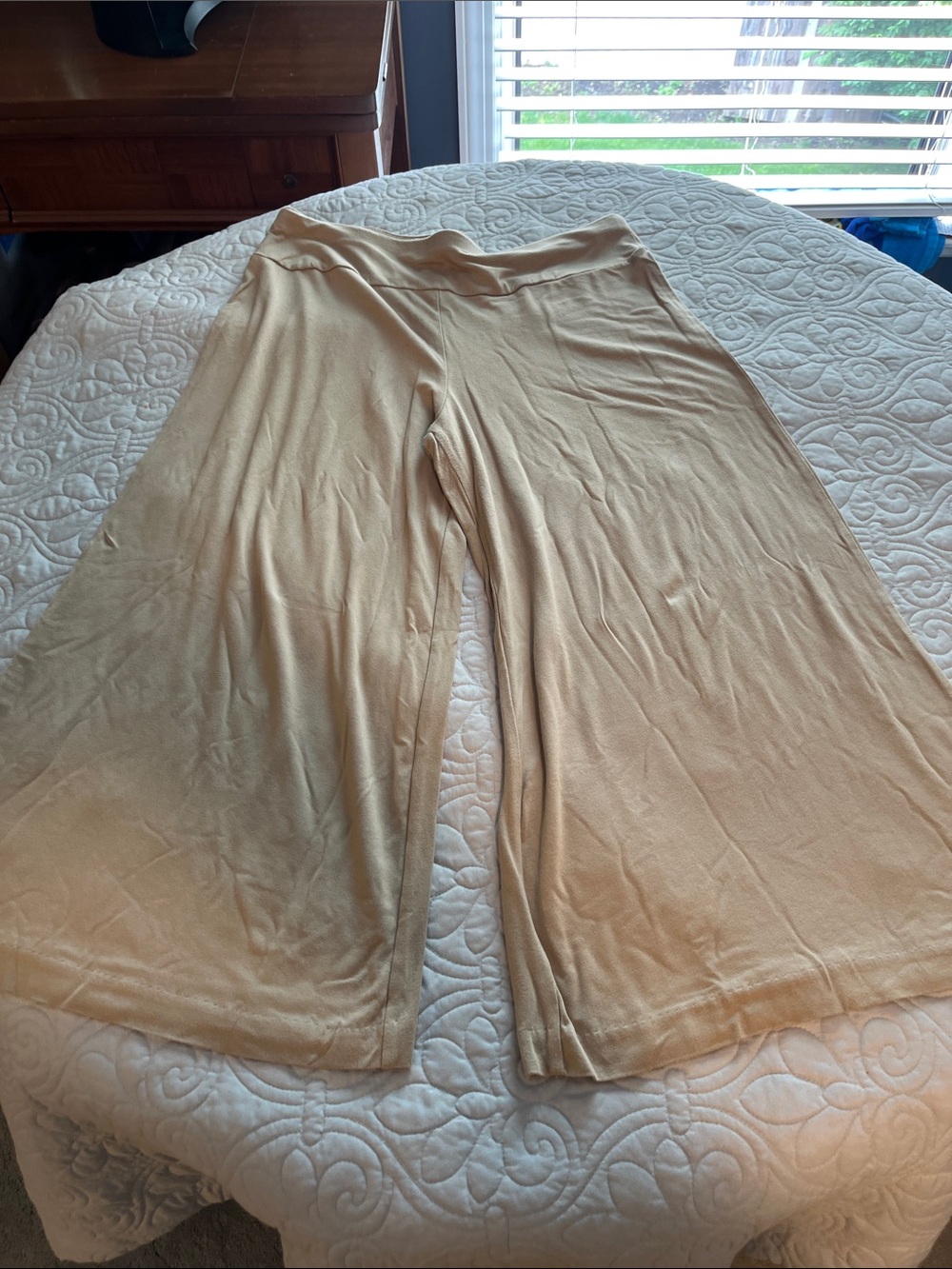 New York & Company Wide-Leg Capris in Beige